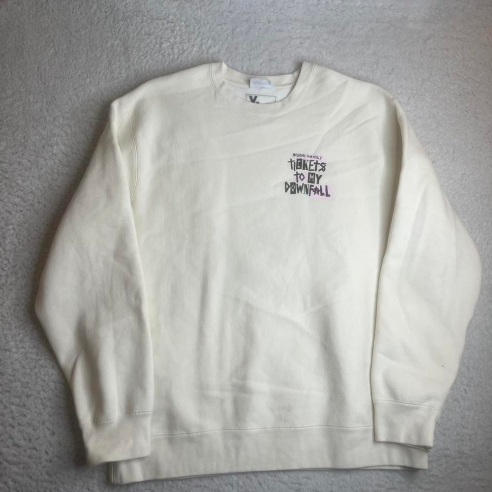 Machine Gun Kelly "Tickets to my downfall" men's ivory heavy punk crew neck 2xl